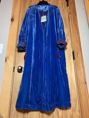 🆕 Free People ‘Dahlia’ Blue Velvet Duster HTF XS